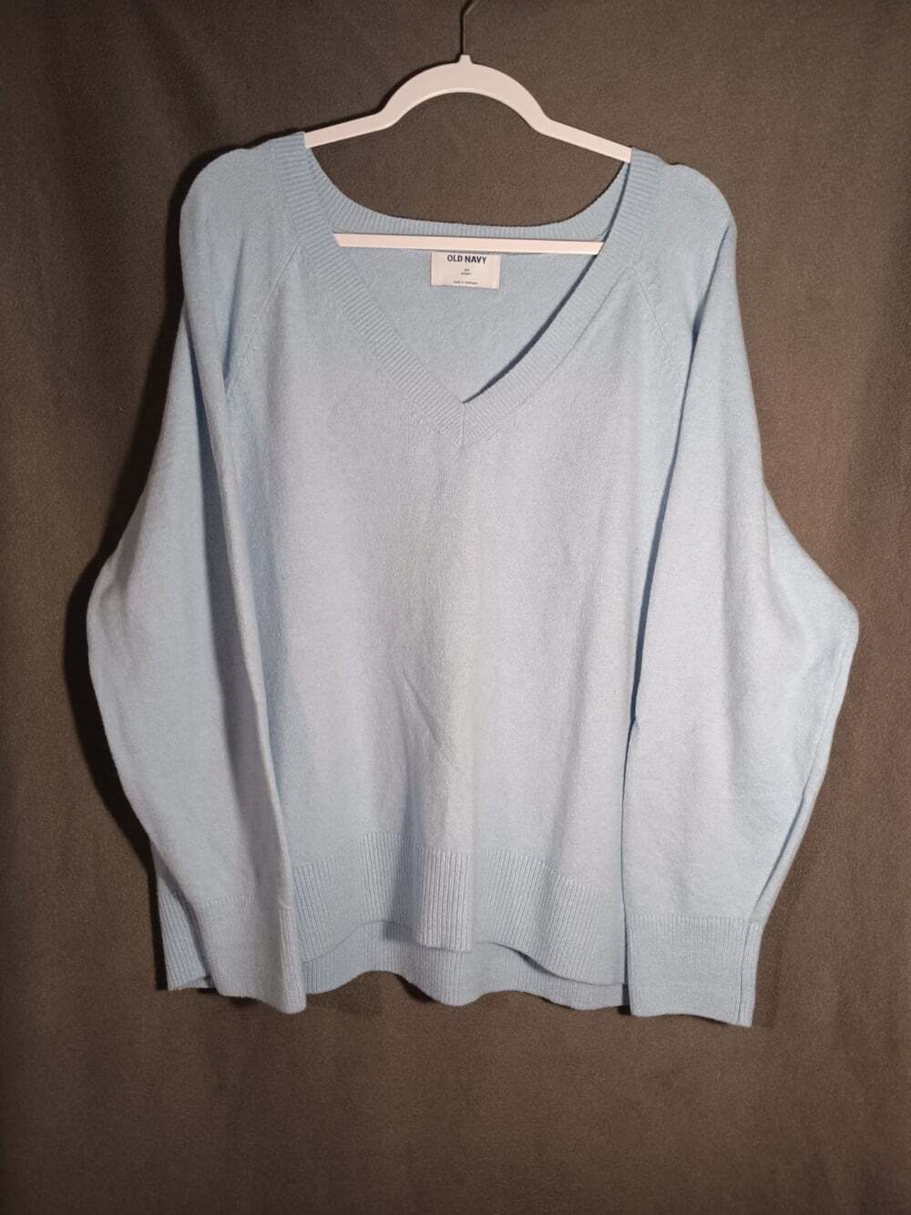 Old Navy Light Blue Relaxed Sweater Women’s 2X V Neck Long Sleeve So Soft